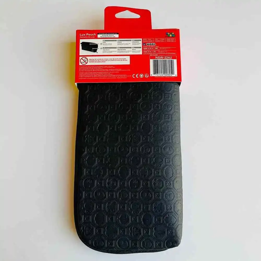 Nintendo Switch Super Mario Pouch Lite Black Embossed Logos Zippers